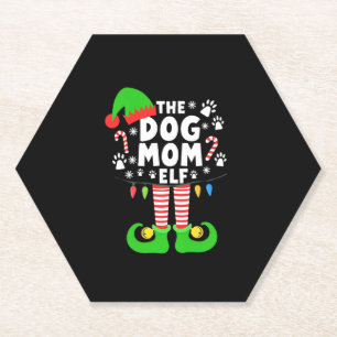 The Dog Mom Elf Xmas Funny Dogs lover Christmas Do Paper Coaster