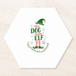 The Dog Mom Elf Xmas Funny Dogs lover Christmas Do Paper Coaster