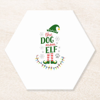 The Dog Mom Elf Xmas Funny Dogs lover Christmas Do Paper Coaster