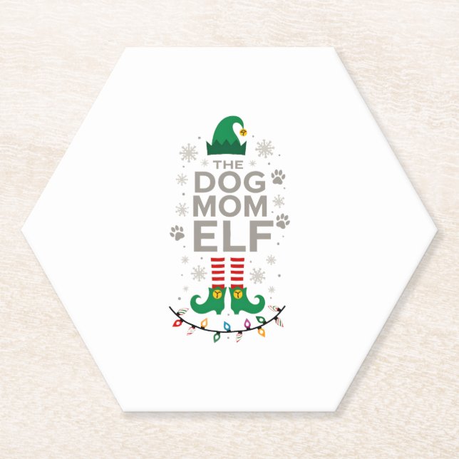 The Dog Mom Elf Xmas Funny Dogs lover Christmas Do Paper Coaster (Front)