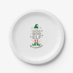 The Dog Mom Elf Xmas Funny Dogs lover Christmas Do Paper Plate