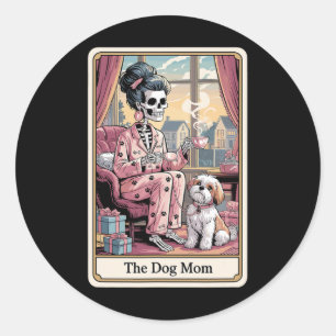 The Dog Mum Skeleton Tarot Card Funny Pet Lover Me Classic Round Sticker