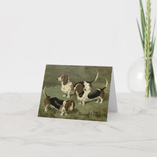 The Dog Series Greeting Card - Basset Hounds (Front)
