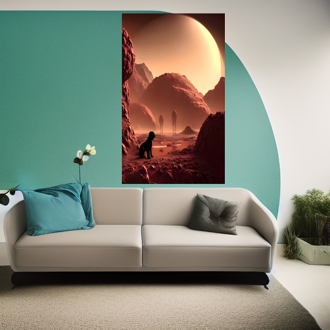 The dog sitting on Mars  | AI Art  Poster (Creator Uploaded)