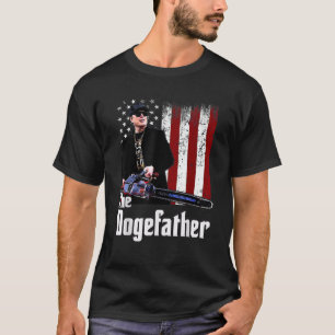 The Dogefather with Chainsaw USA Flag For Men Wome T-Shirt