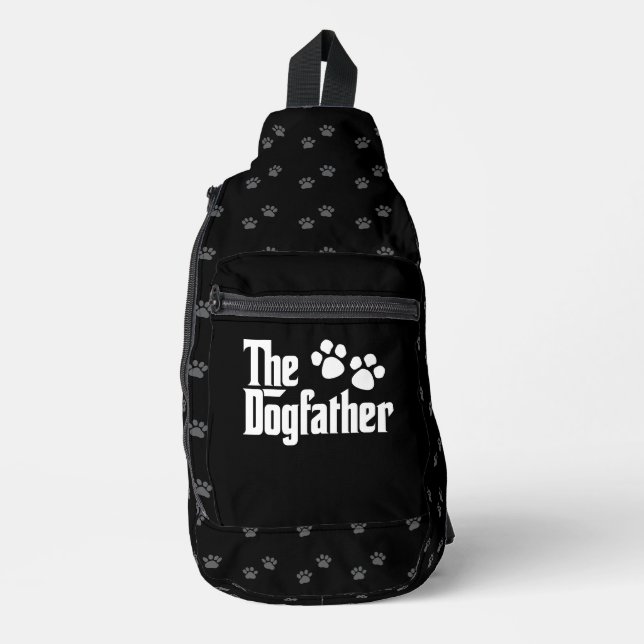 The Dogfather black and white fun saying Sling Bag (Front)