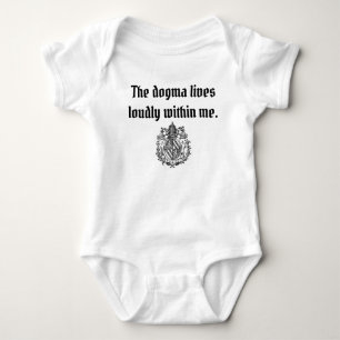 The dogma lives loudly coat of arms baby bodysuit