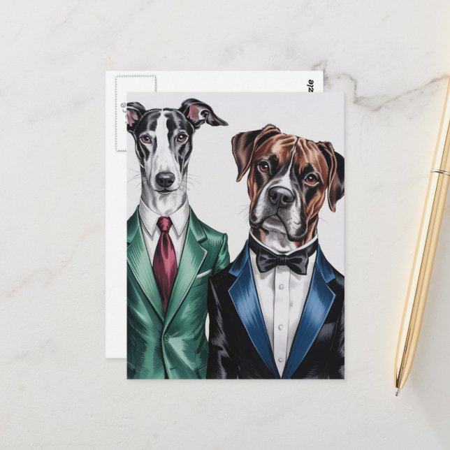 The dogs in  business suits postcard (Front/Back In Situ)