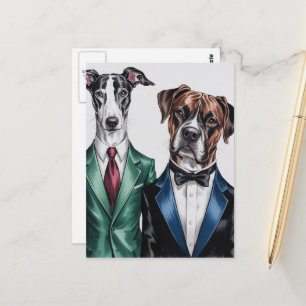 The dogs in  business suits postcard
