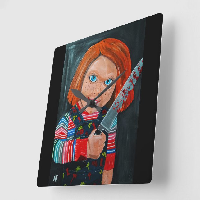 The Doll Painting by Alfred Fox Square Wall Clock (Angle)