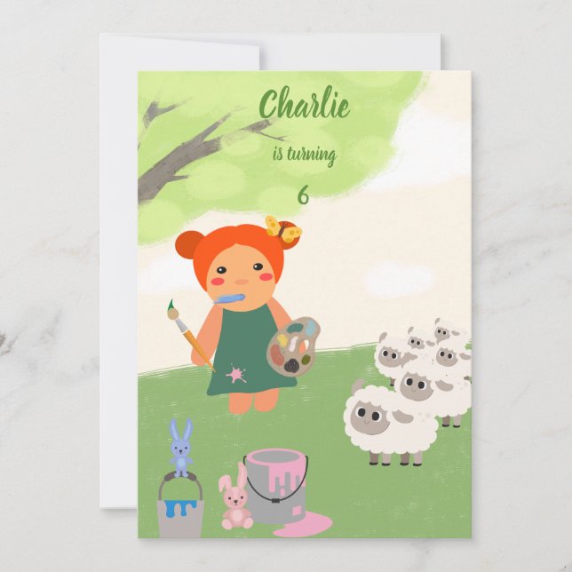 The Doll's Colourful Paint Party birthday Invitation (Front)