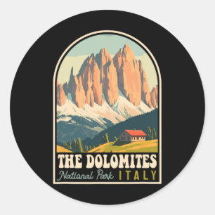 The Dolomites Italy Skiing Hiking Cycling Climbing Classic Round Sticker