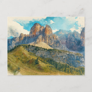 The Dolomites Italy - Watercolor Splash Painting Postcard