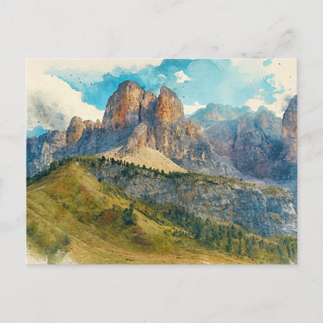The Dolomites Italy - Watercolor Splash Painting Postcard (Front)