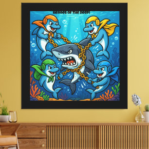 THE DOLPHIN GUARDIANS STRIKE! — Heroes of the Deep Canvas Print