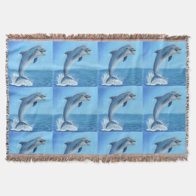 The Dolphin’s Silent Dance Throw Blanket (Front)