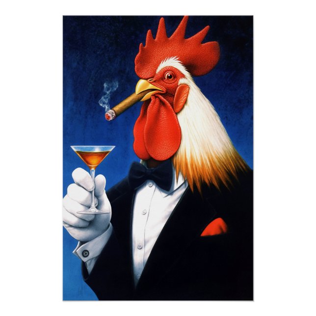 The Don of the Dawn | Dapper Rooster Smoking Cigar Poster (Front)