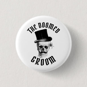 The doomed groom funny Gothic wedding skull 3 Cm Round Badge