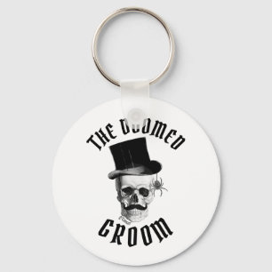 The doomed groom funny Gothic wedding skull  Key Ring