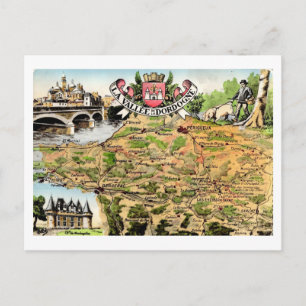 The Dordogne Valley France Map Postcard