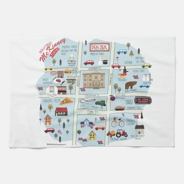 The Downtown McKinney Texas Kitchen Towel (Horizontal)