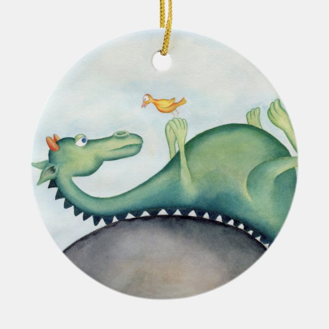 The dragon and the bird ceramic tree decoration (Front)
