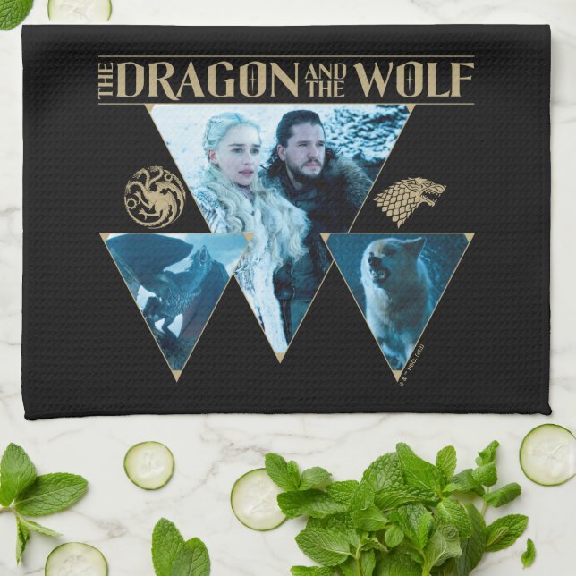 The Dragon and The Wolf Daenerys & Jon Graphic Tea Towel (Folded)