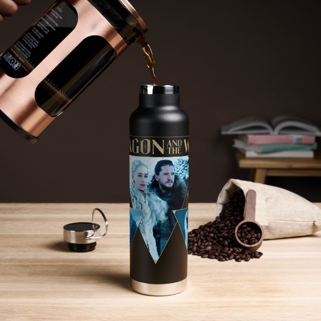 The Dragon and The Wolf Daenerys & Jon Graphic Water Bottle (Coffee)
