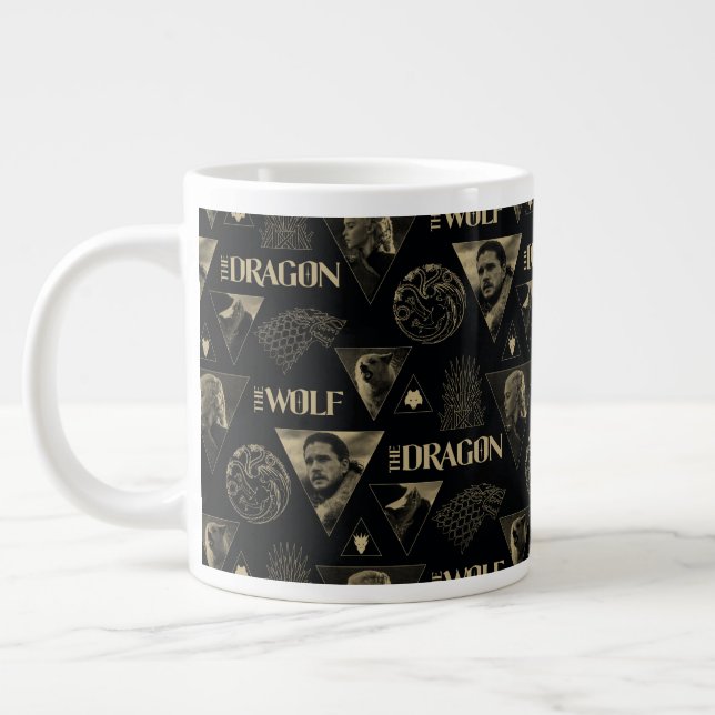 The Dragon and The Wolf Daenerys & Jon Pattern Large Coffee Mug (Left)