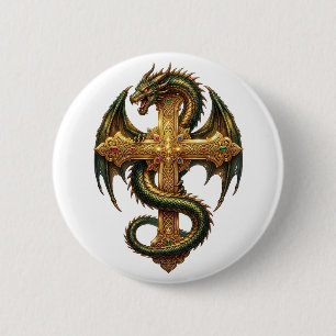 The Dragon Entwined Around the Cross-Your Guardian 6 Cm Round Badge