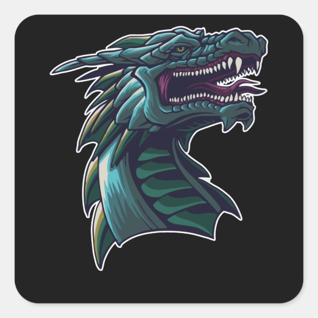 The Dragon Head Square Sticker (Front)