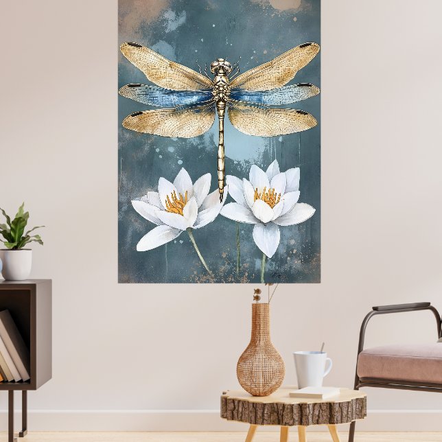 The dragonfly is a fascinating aquatic insect poster (Living Room 3)