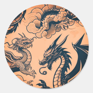 The Dragons War Orange Skies Classic Round Sticker