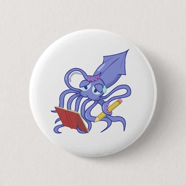 The Drawing Calamari 6 Cm Round Badge (Front)
