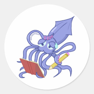 The drawing calamari classic round sticker