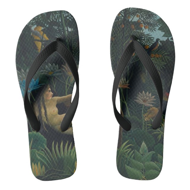 The Dream (Le Reve Exotique) by Henri Rousseau Flip Flops (Footbed)