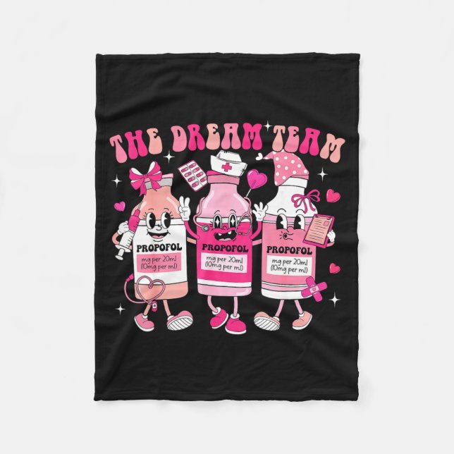 The Dream Team Retro Groovy Nurse Medical Nursing  Fleece Blanket (Front)