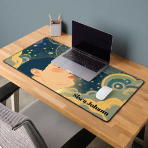 The Dreamer Surrealist Gold Accents Desk Mat