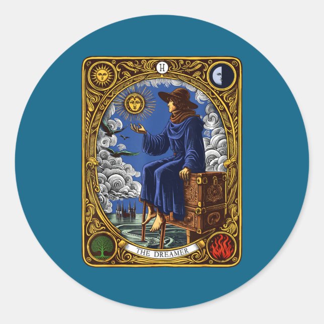 The Dreamer (the Fool) Mayor Arcana Tarot Card Got Classic Round Sticker (Front)