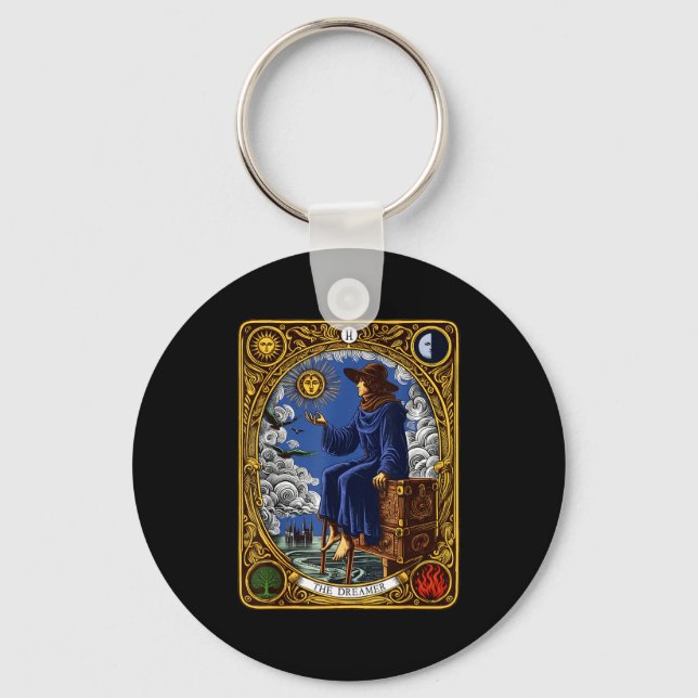 The Dreamer (the Fool) Mayor Arcana Tarot Card Got Key Ring (Front)