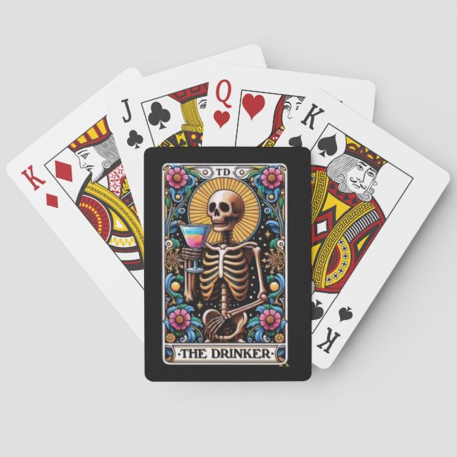 The Drinker Skeleton Tarot Poker Cards (Back)