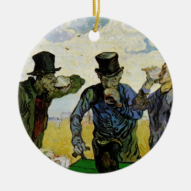 The Drinkers by Vincent van Gogh Ceramic Tree Decoration (Front)