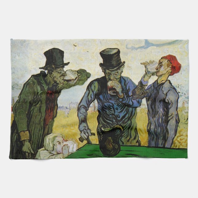 The Drinkers by Vincent van Gogh Tea Towel (Horizontal)