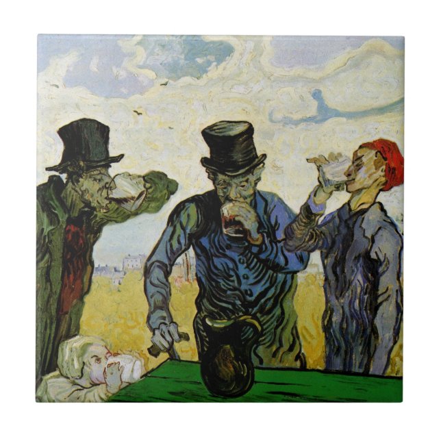 The Drinkers by Vincent van Gogh Tile (Front)