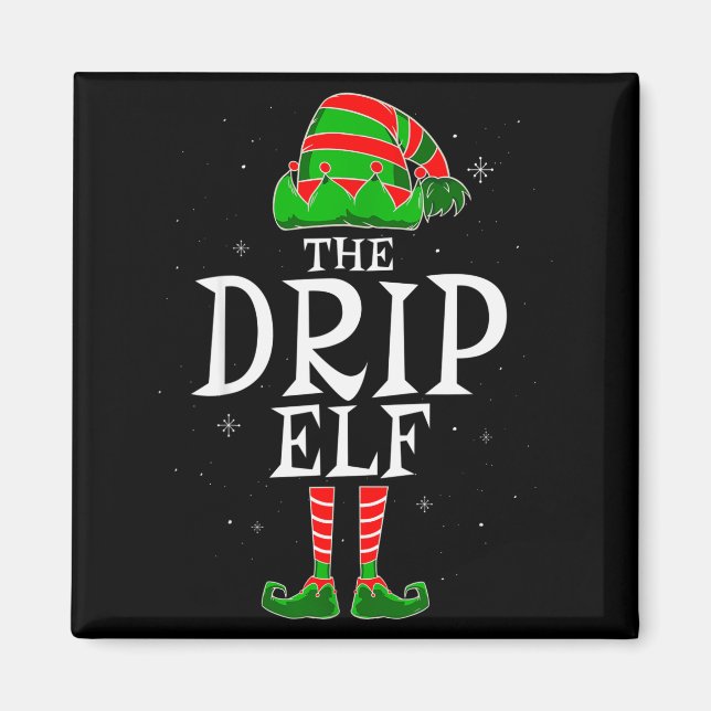 The Drip Elf Group Matching Family Christmas Swag  Magnet (Front)