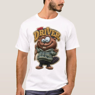 The Driver Funny Beaver Embroidered Patch Style T-Shirt