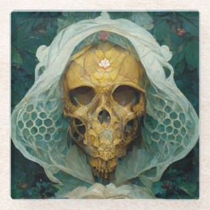 The Drone Bee Skull Fantasy Sci-Fi Glass Coaster