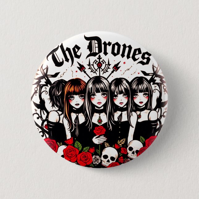 THE DRONES Dark 6 Cm Round Badge (Front)