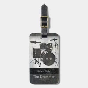 the drummer of the band travel luggage tag