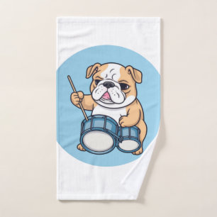 The Drumming Bulldog Beats and Bulldog Grooves Hand Towel